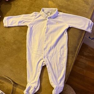 Ralph Lauren Baby Blue Polo Footed One-Piece